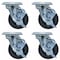 Bk Resources 4-inch Plate Casters, Gray Rubber Wheels, Top Lock Brake, 250lb Capacity, 4PK 4SBR-1PT-GR-PS4 - alternate 1